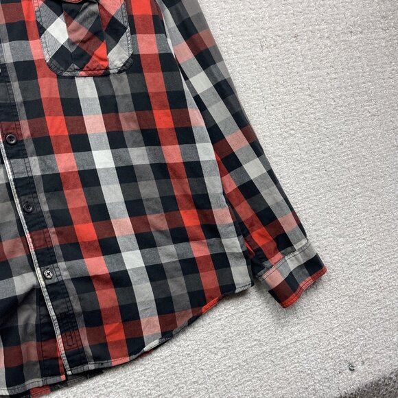 44mm Shirt Mens XL Black / Red Button Up Cotton Cowboy Legendary Work Western - Picture 4 of 14